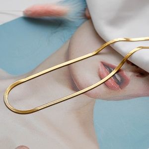 SALE Herringbone 4mm Short Gold Plated Necklace